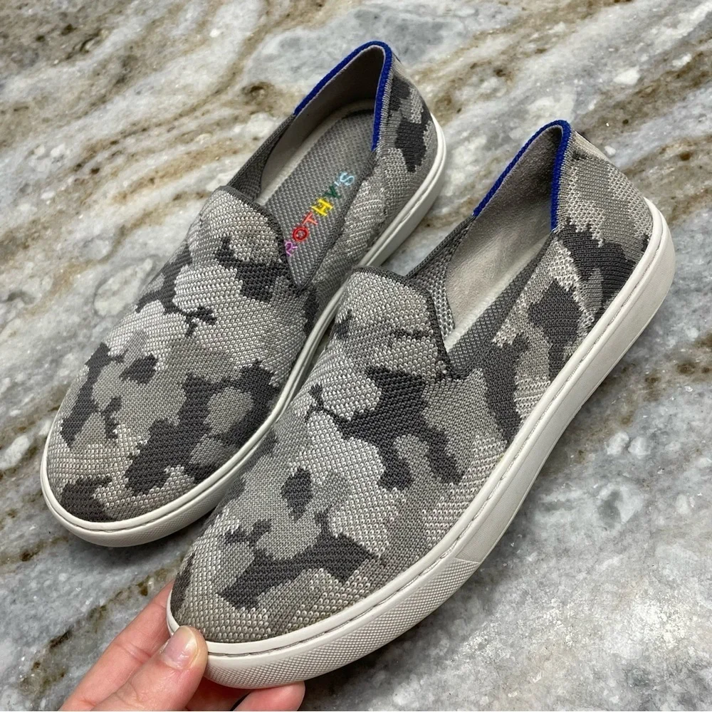 Rothy’s The Kids Sneakers in Gray Camo Size 4